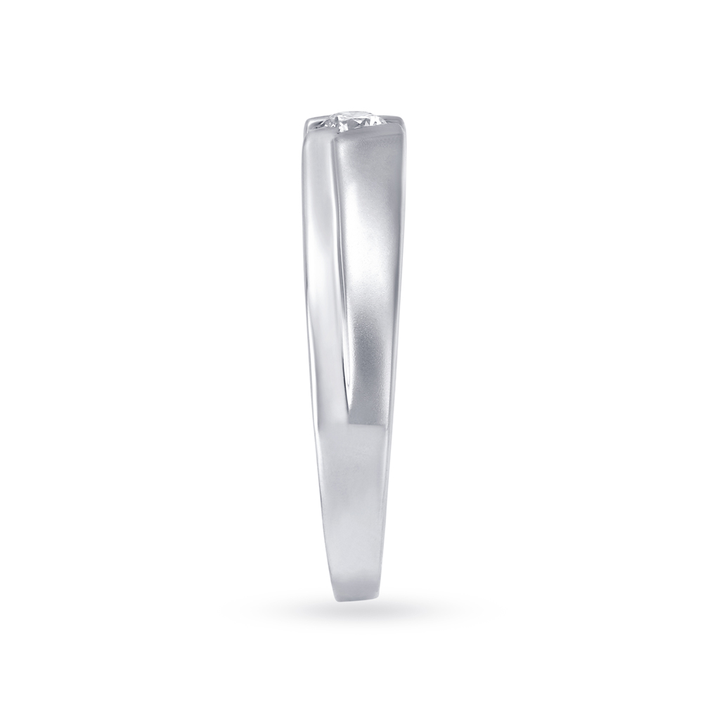 Glimmering Ridged Platinum and Diamond Ring,,hi-res image number null