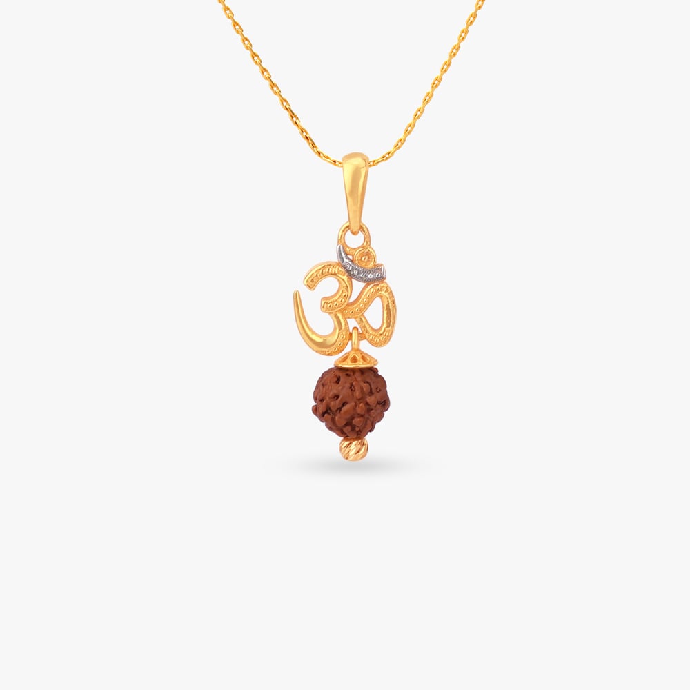 Om Rudraksha Gold Pendant,,hi-res image number null