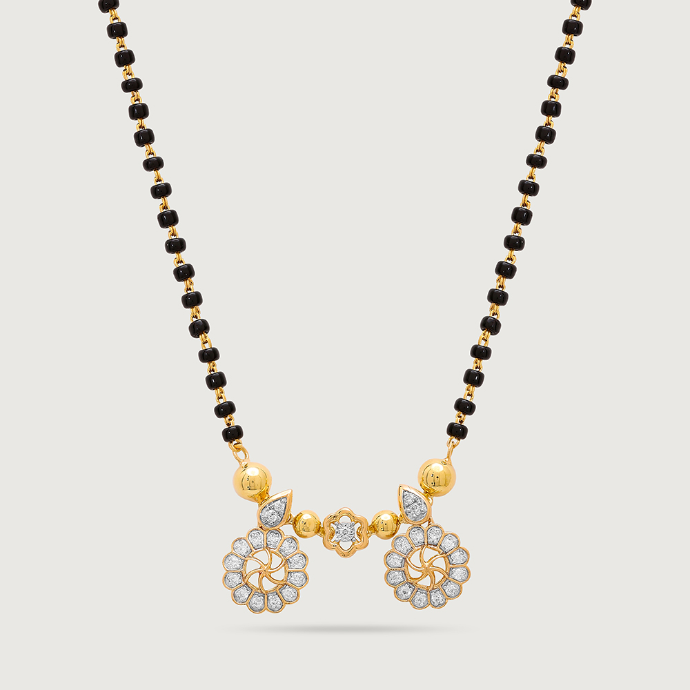 Floral Delight 18 Kt Gold and Diamond Vati Mangalsutra,,hi-res image number null