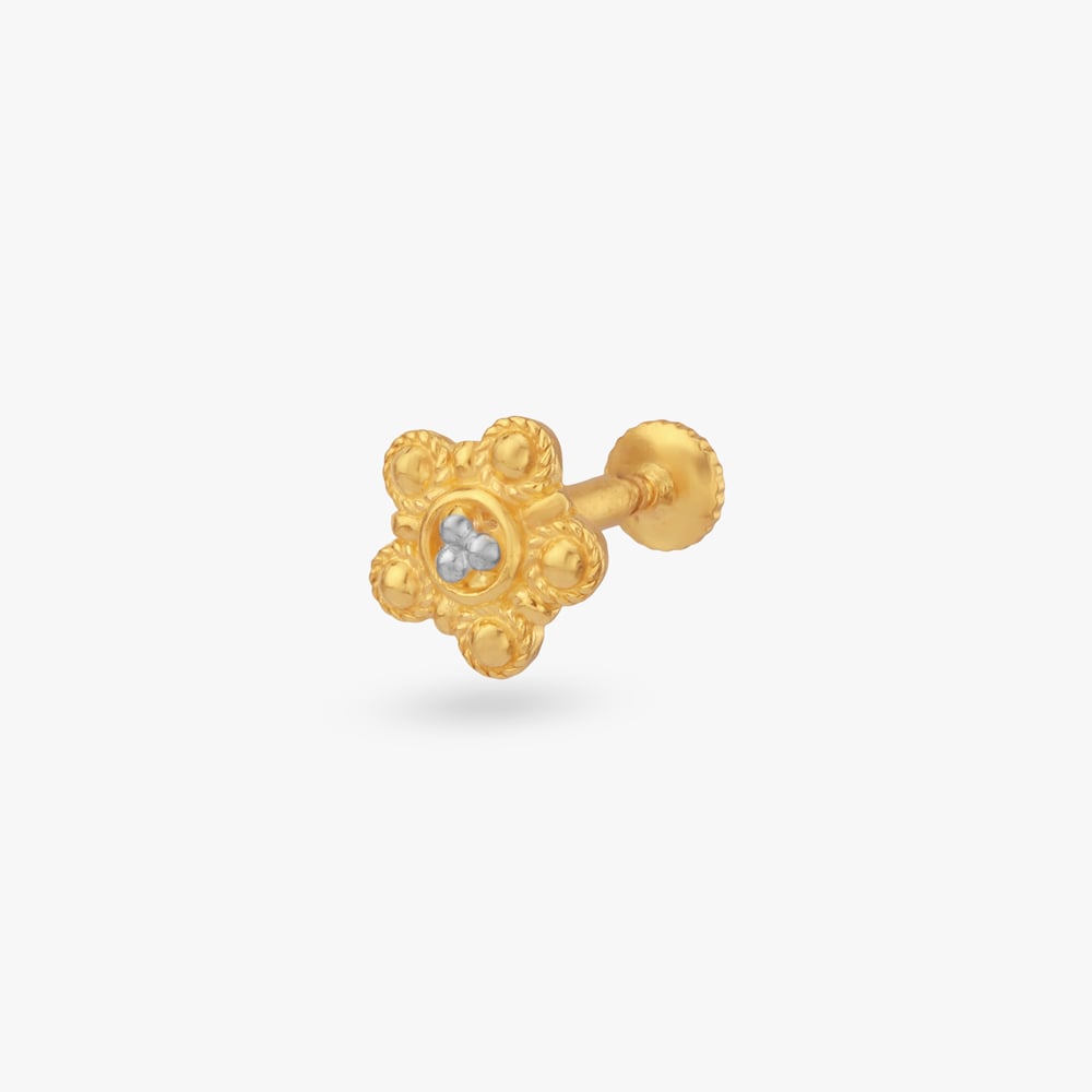 

Beaded Bloom Gold Nose Pin