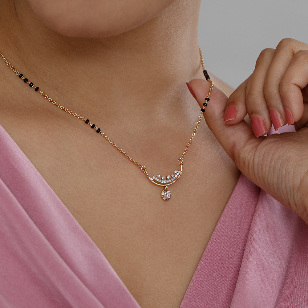 Luminous Curve Gold and Diamond Mangalsutra,,hi-res image number null
