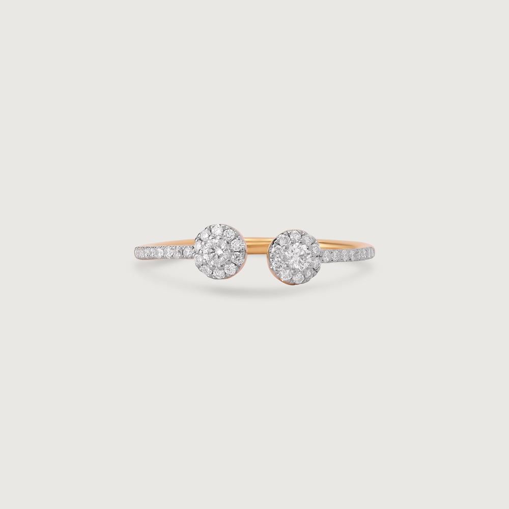 Twin Crescendo Gold & Diamond Finger Ring,,hi-res image number null