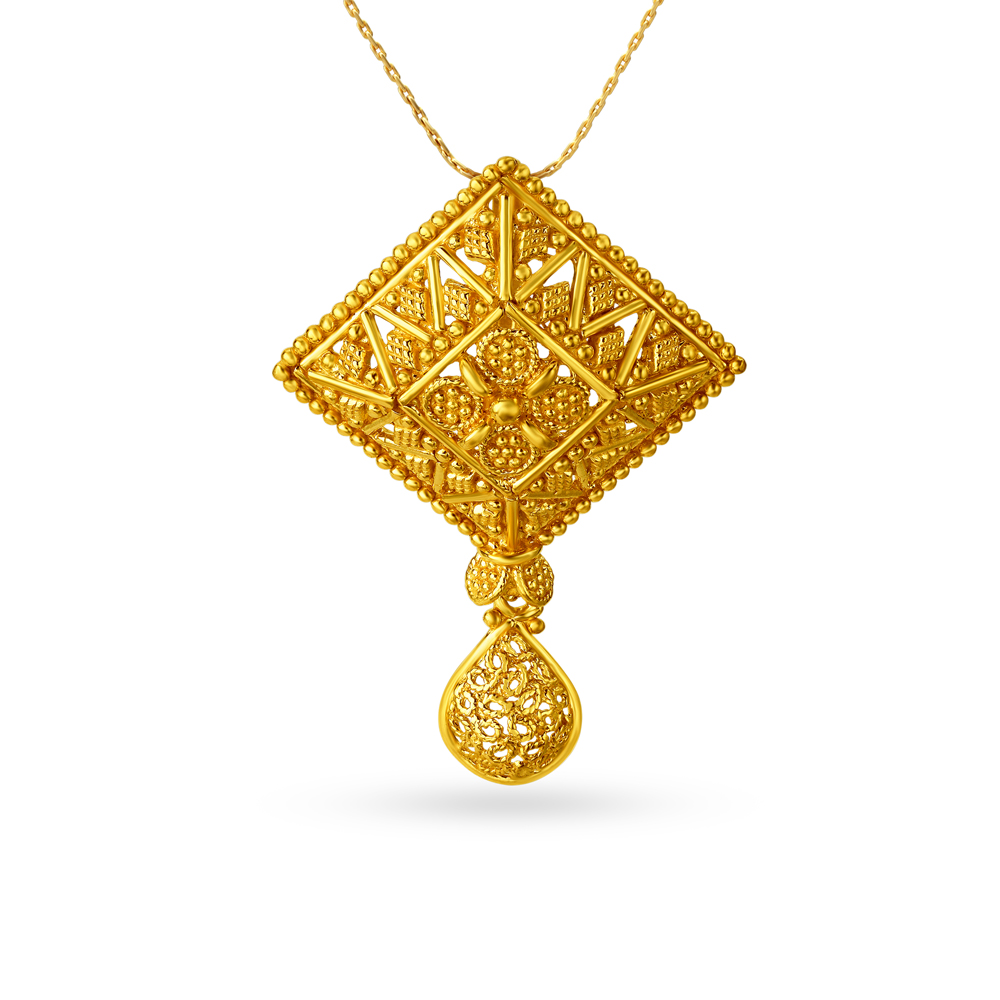 Opulent Gold Rhombus Pendant Set,,hi-res image number null