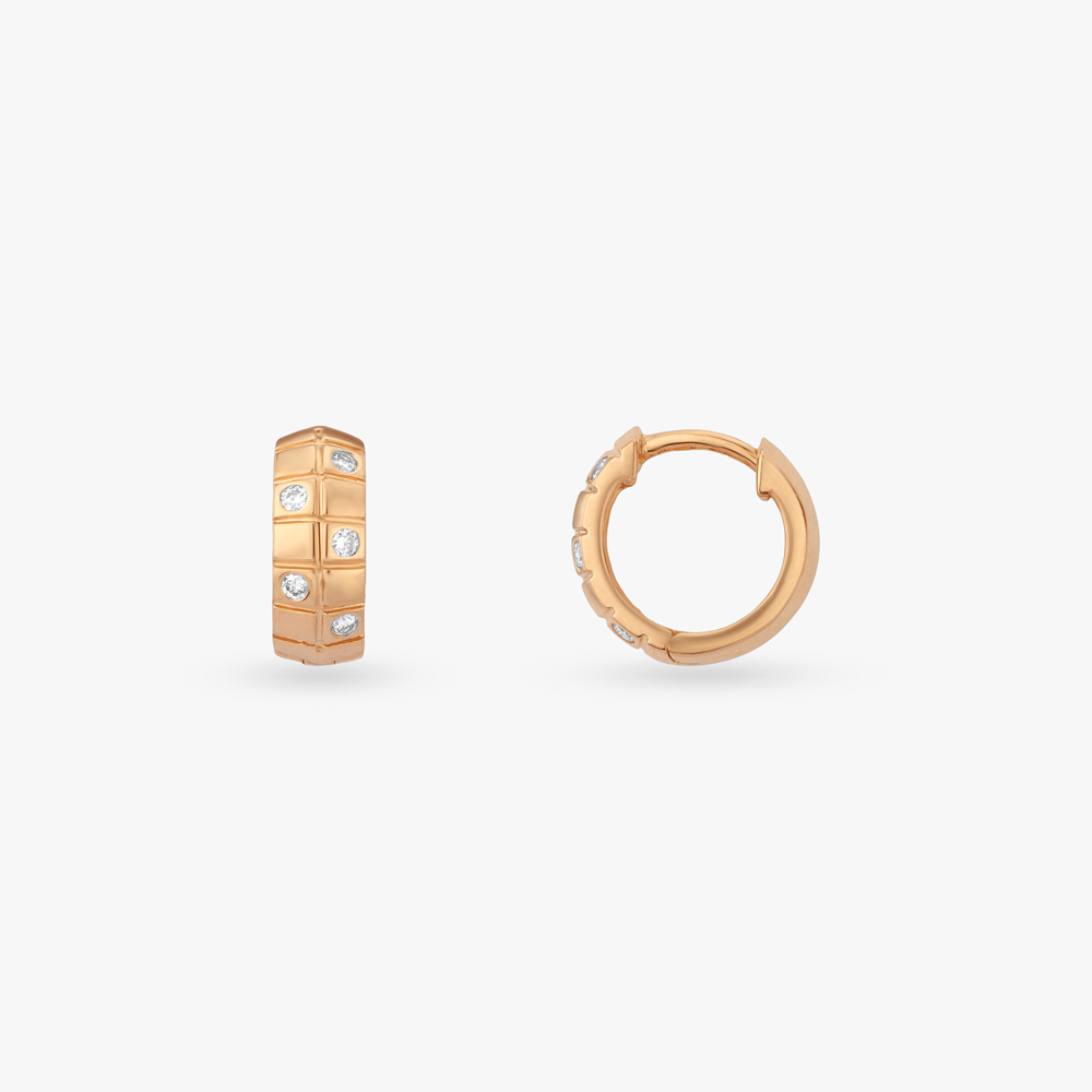 Modern Grid Diamond Hoop Earrings For Men,,hi-res image number null