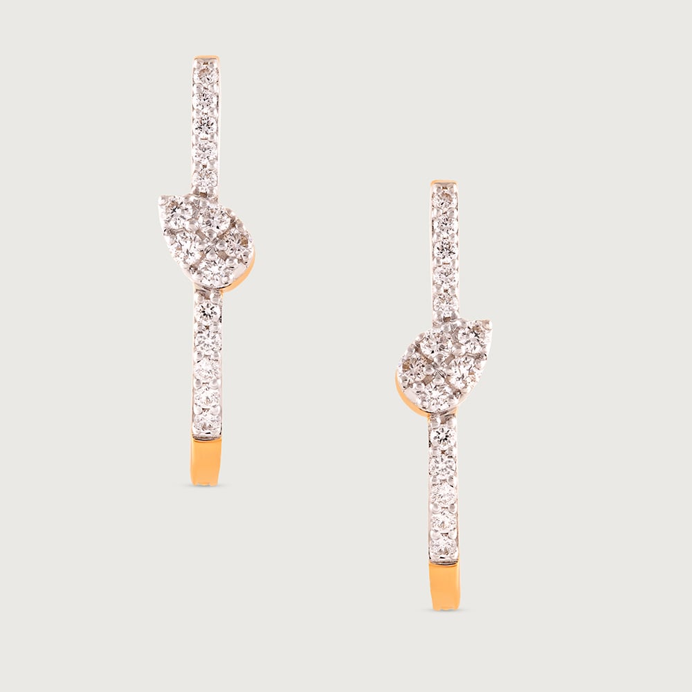 Elegant Twist Gold & Diamond Hoop Earrings,,hi-res image number null