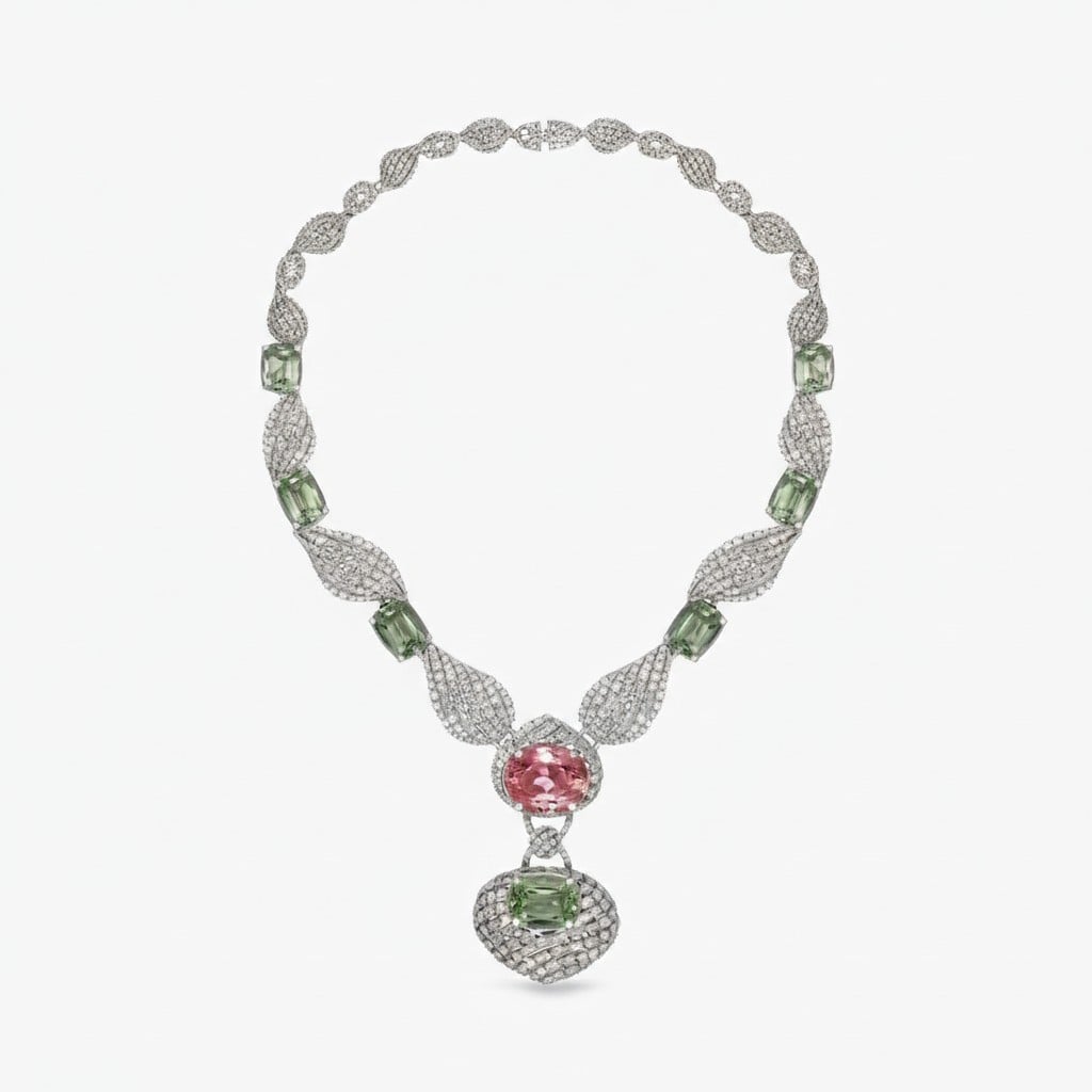 Verdant Halo Diamond Necklace Set,,hi-res image number null