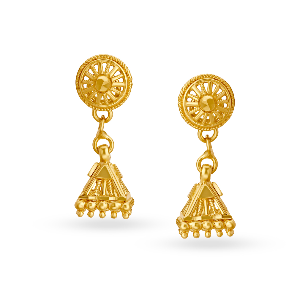 Intricate 22 Karat Yellow Gold Beaded Drop Earrings