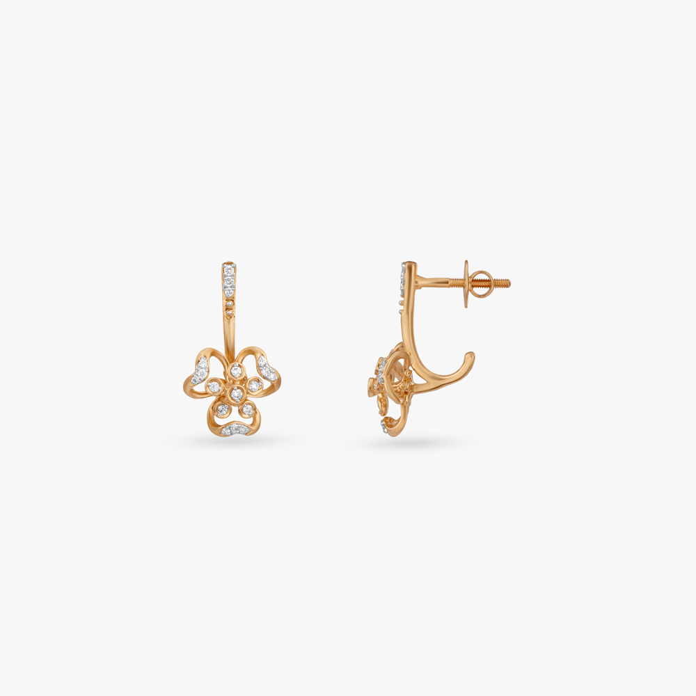 Petal Loop Diamond Drop Earrings,,hi-res image number null