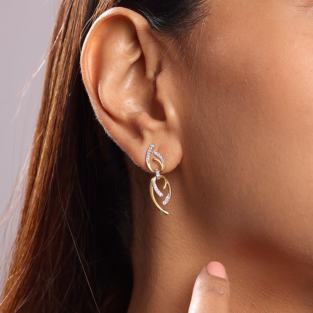 Allure Link 14 Kt Gold & Diamond Drop Earrings,,hi-res image number null