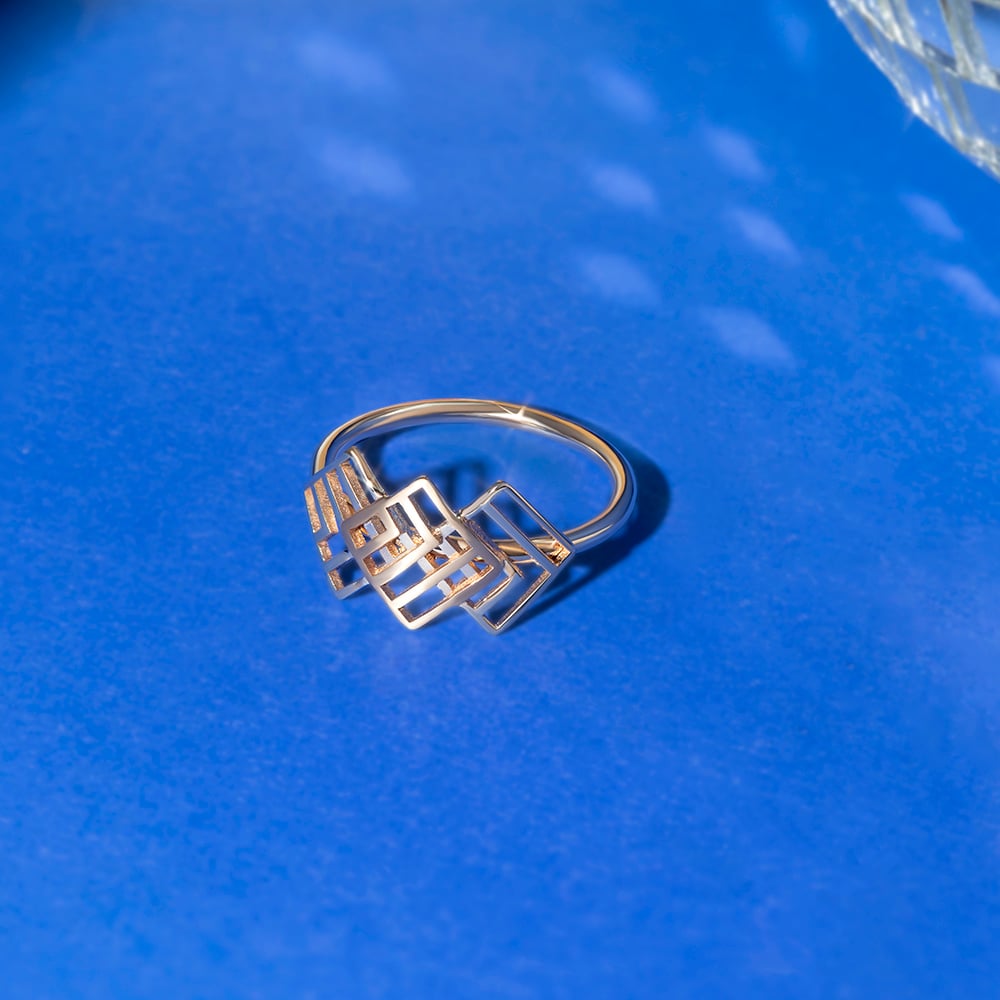 Disco Lattice Gold Finger Ring,,hi-res image number null