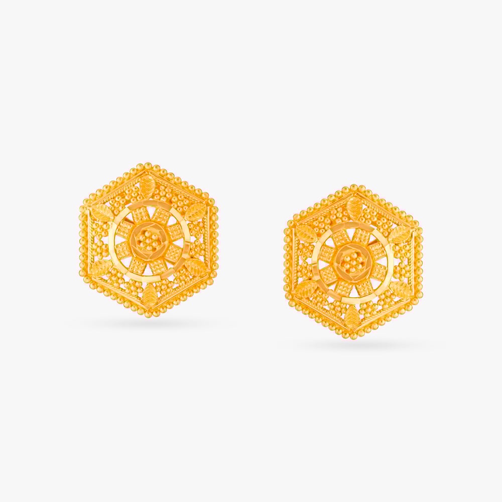 Gleaming Hexagon Stud Earrings,,hi-res image number null