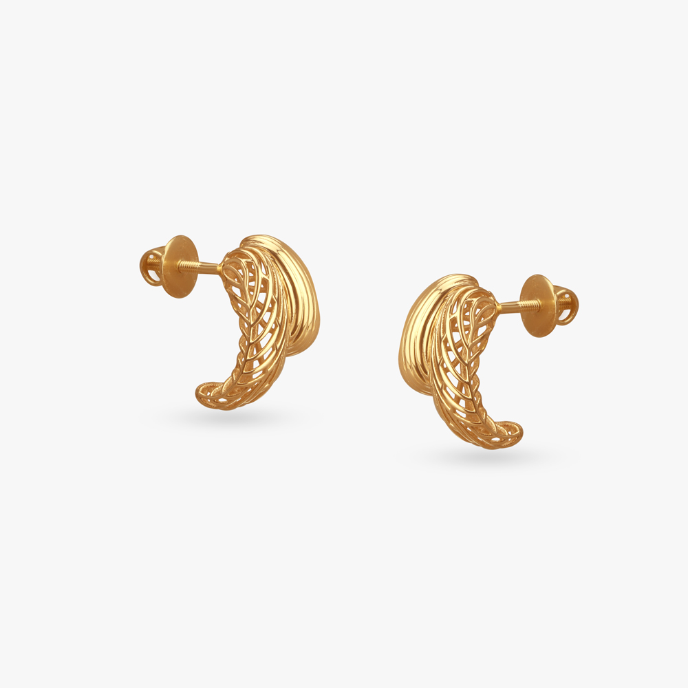 Twisted Leaf Gold Hoop Earrings,,hi-res image number null
