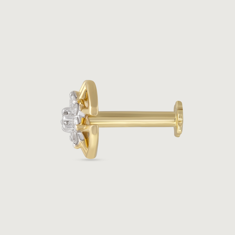 Cosmic Shield Gold and Diamond Nose Pin,,hi-res image number null