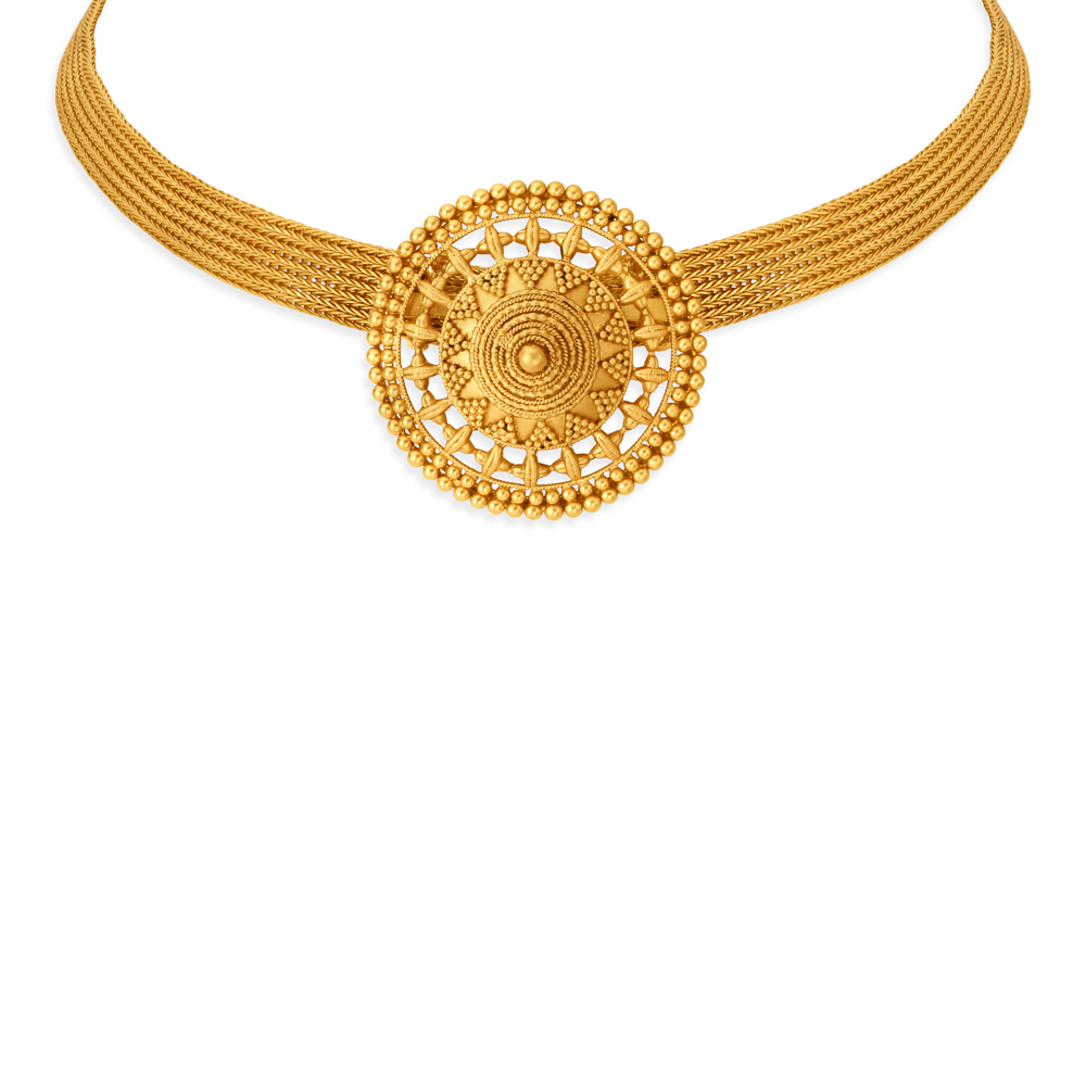 Intricate Floral Gold Necklace Set,,hi-res image number null