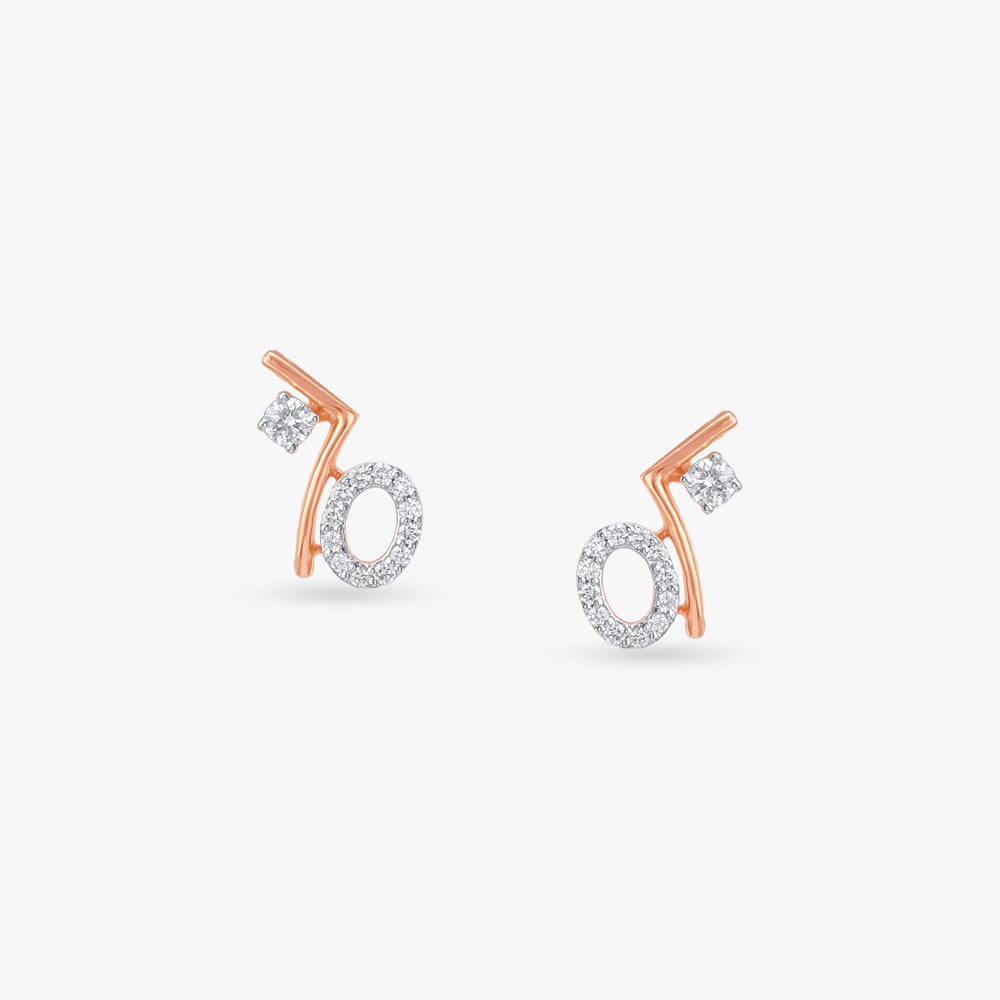 Abstract Loop Diamond Stud Earrings,,hi-res image number null
