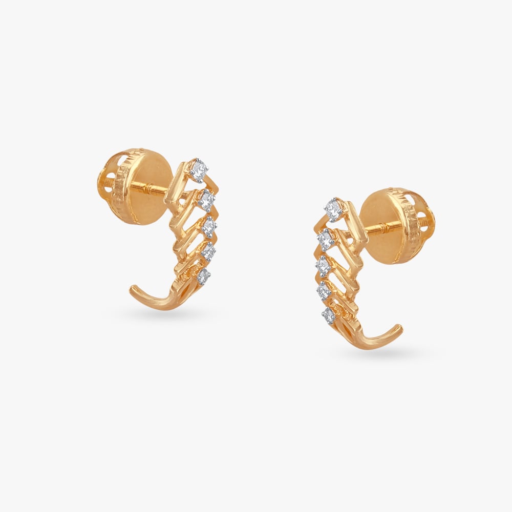 Contemporary Chevron Diamond Hoop Earrings,,hi-res image number null