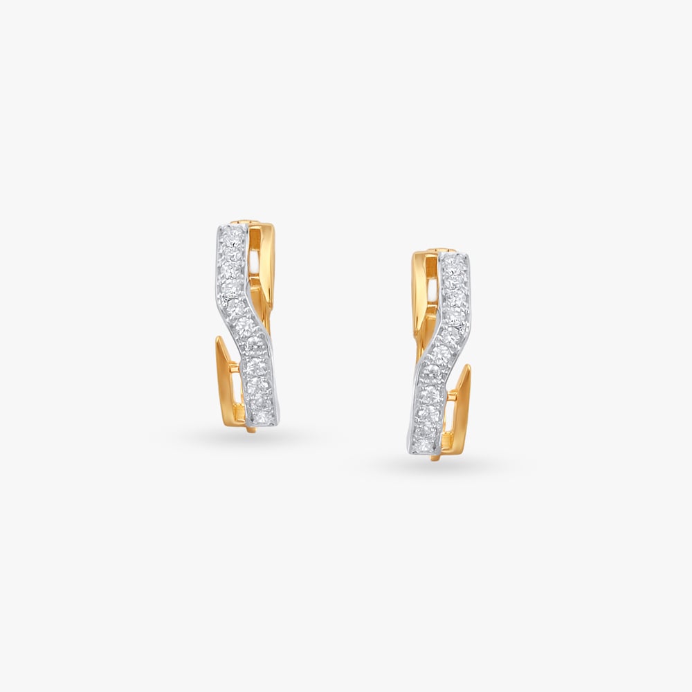 Classy Gold and Diamond Eternity Hoop Earrings,,hi-res image number null