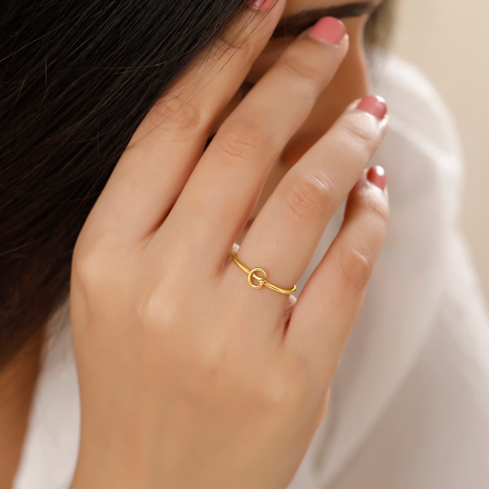 Letter G 14KT Yellow Gold Initial Ring,,hi-res image number null