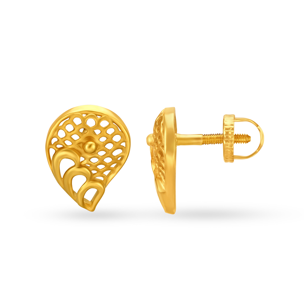 Contemporary Surreal Gold Stud Earrings,,hi-res image number null