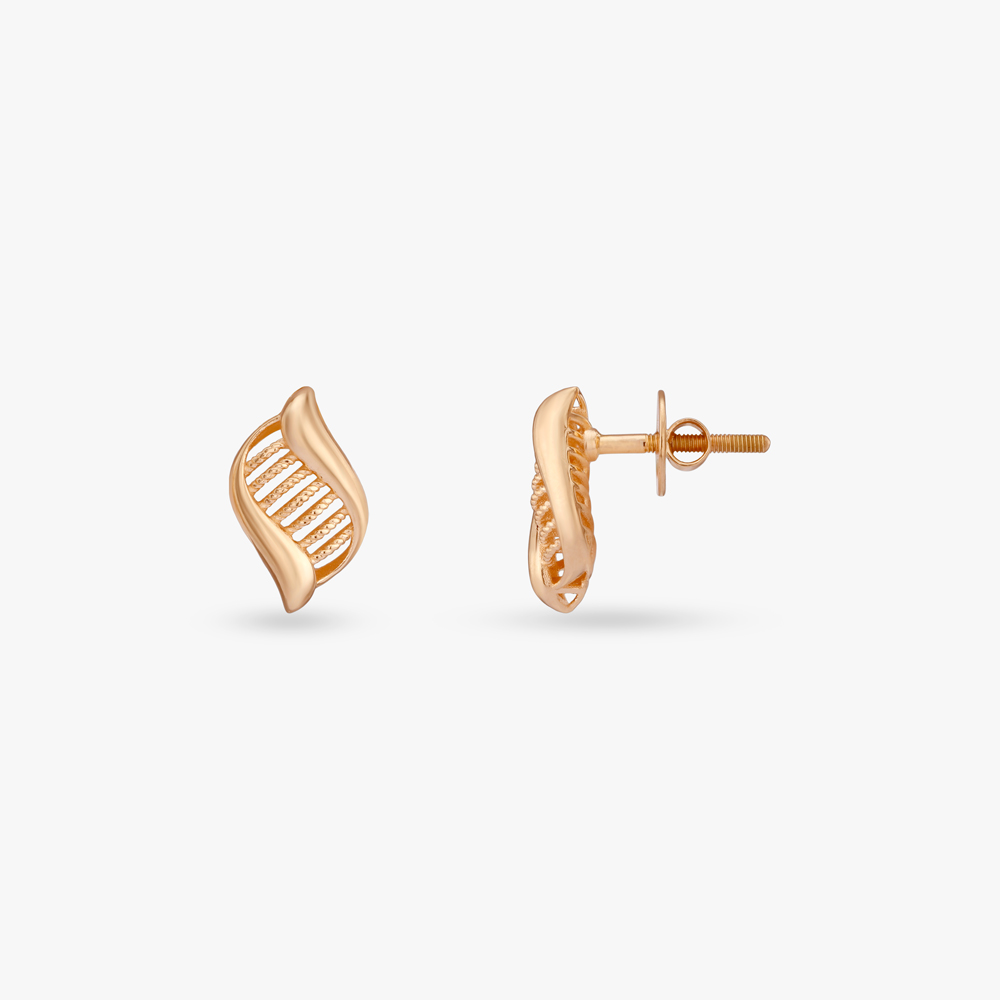 Gleaming Flowline Gold Stud Earrings,,hi-res image number null