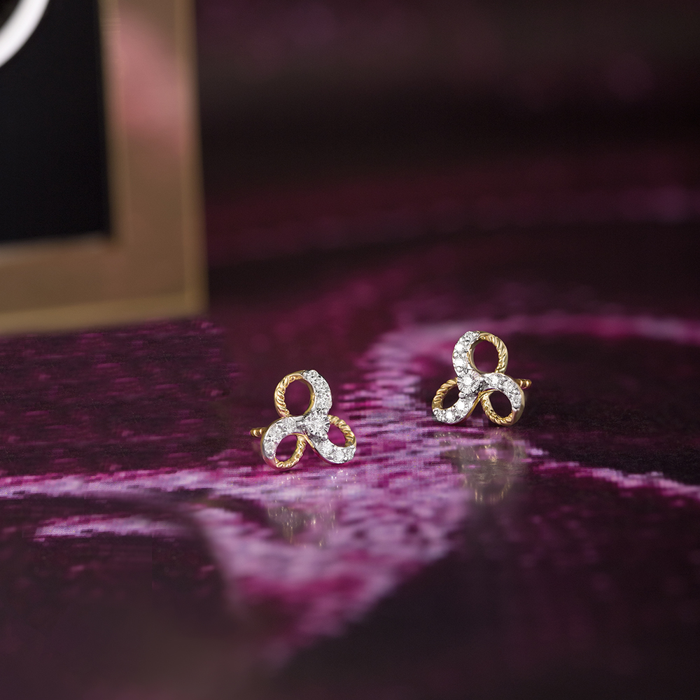 Bold Glimmer Gold & Diamond Stud Earrings,,hi-res image number null