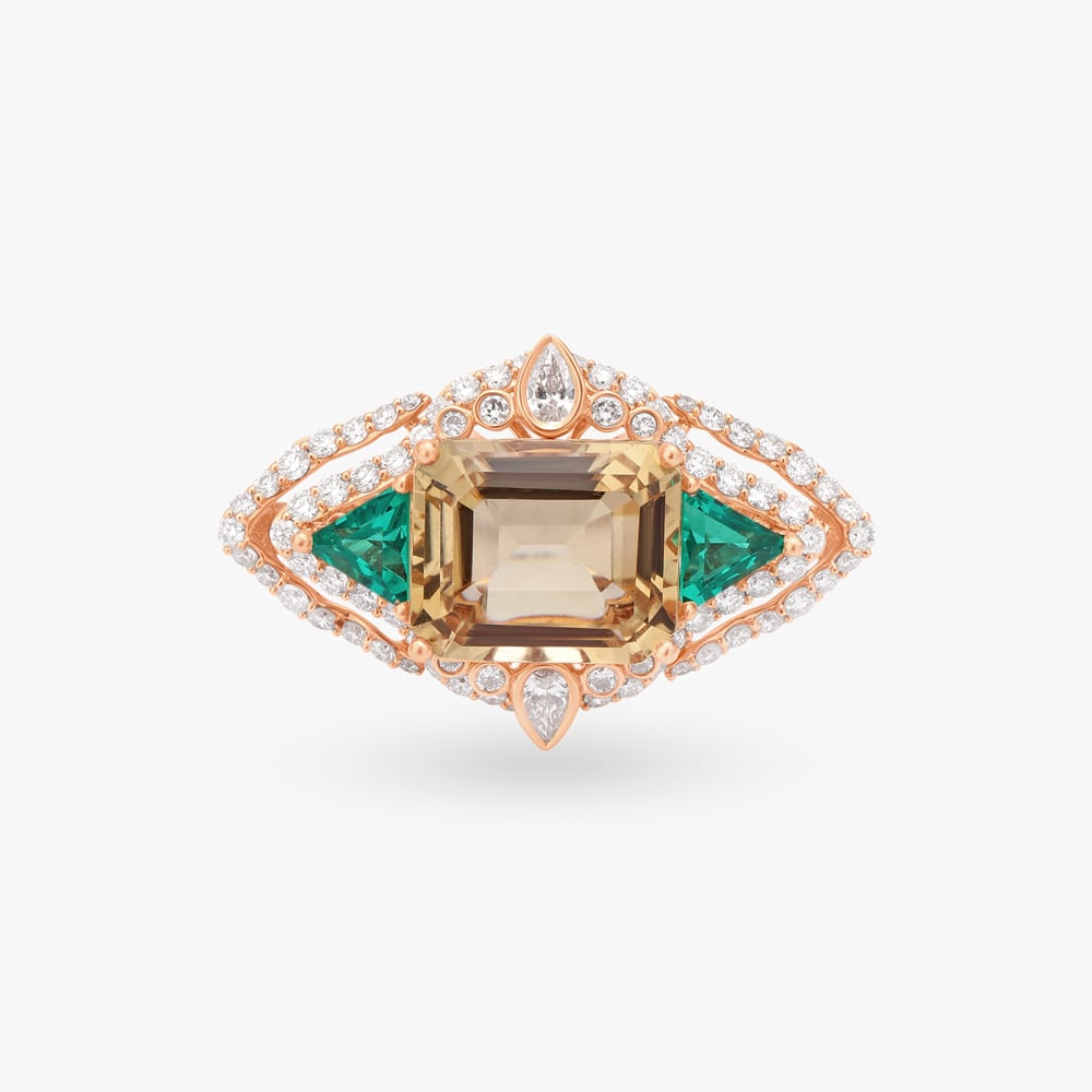 Vintage Floral Diamond Finger Ring,,hi-res image number null