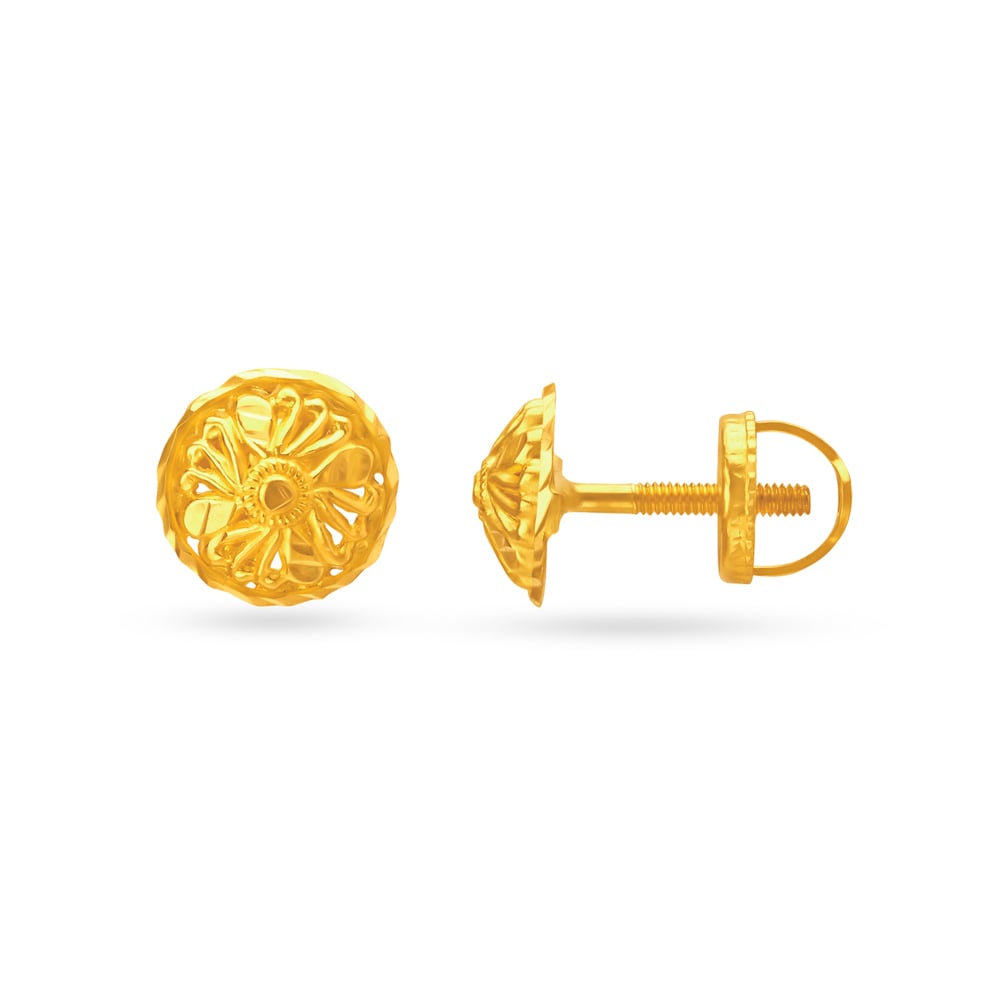 Enticing 22 Karat Yellow Gold Floral Drops,,hi-res image number null