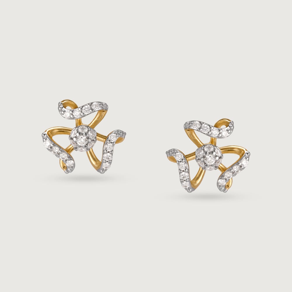 14KT Yellow Gold Diamond Stud Earrings,,hi-res image number null
