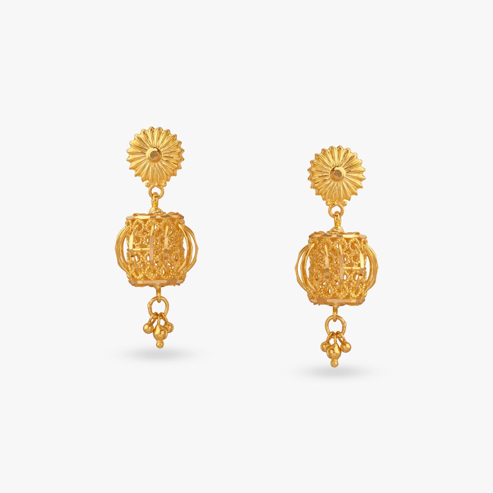

Royal Filigree Gold Jhumka Earrings