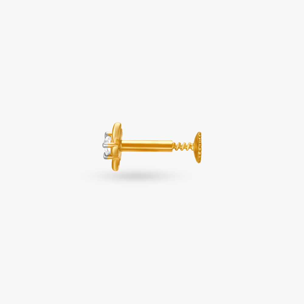 Glamorous Gold and Diamond Nose Pin,,hi-res image number null