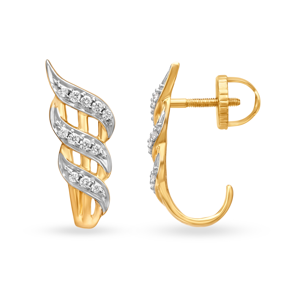 Breathtaking Spiral Motif Diamond Hoop Earrings,,hi-res image number null