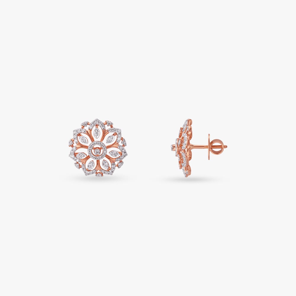 Majestic Lotus Diamond Stud Earrings,,hi-res image number null