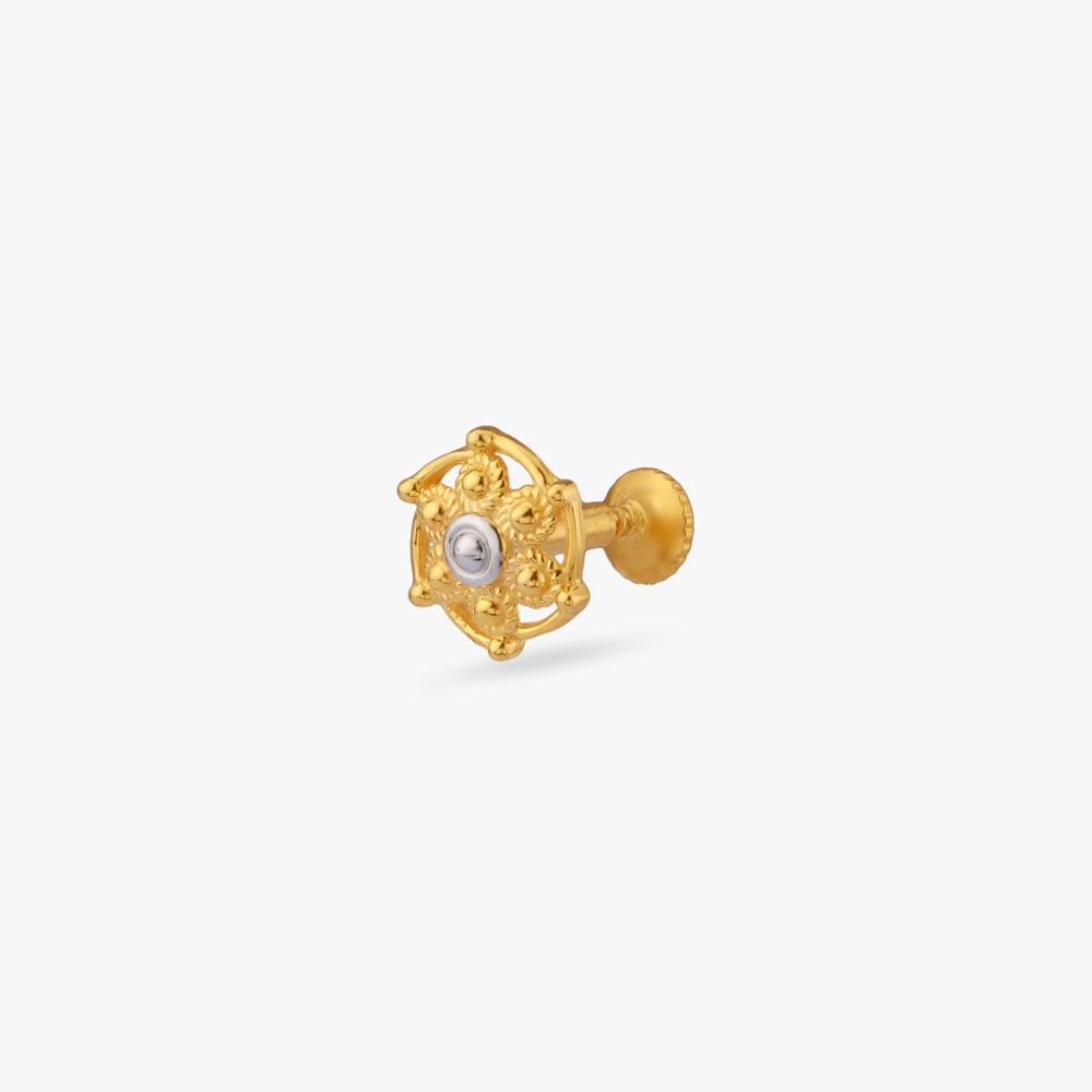 

Floral Granule Gold Nose Pin