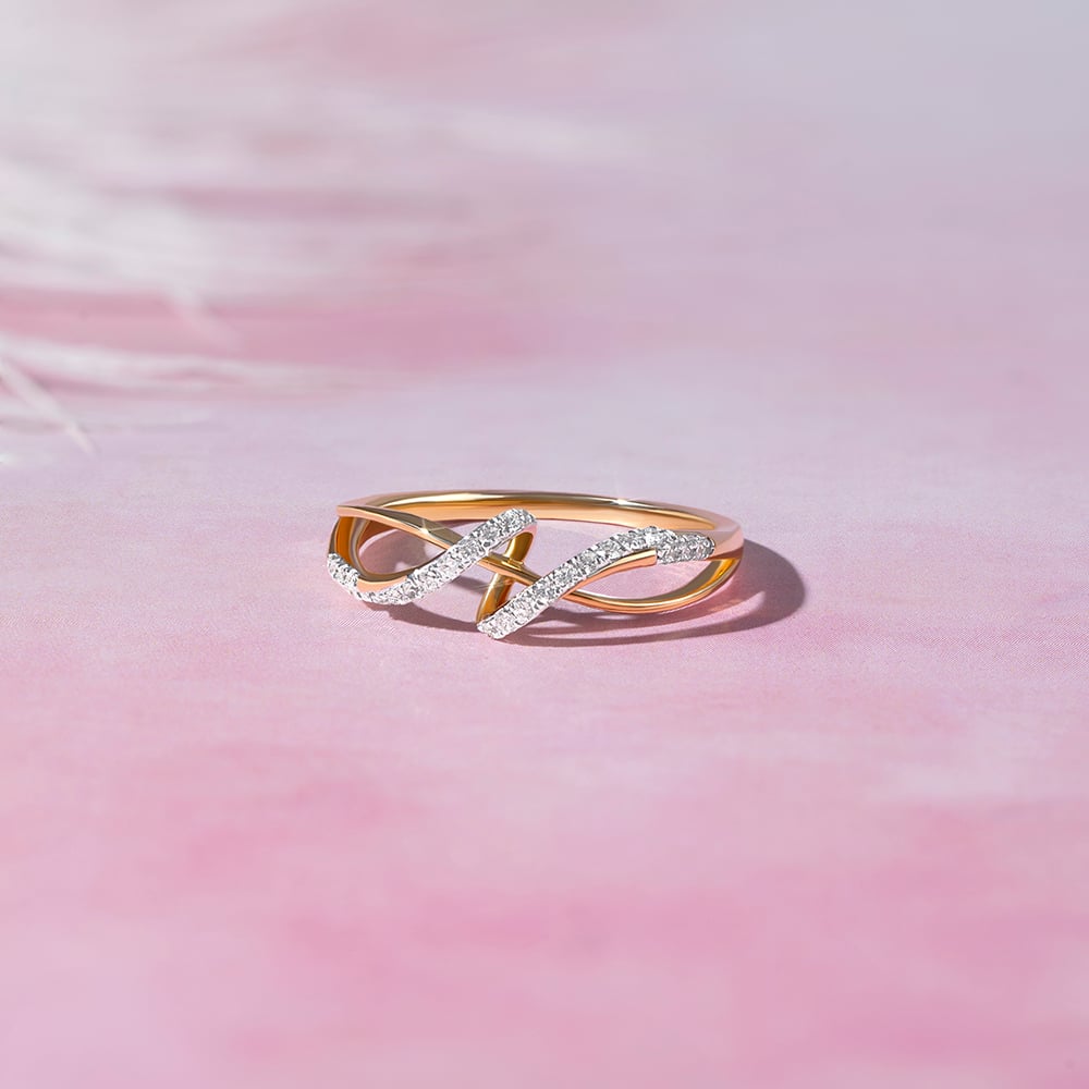 Flowing Grace Gold & Diamond Finger Ring,,hi-res image number null