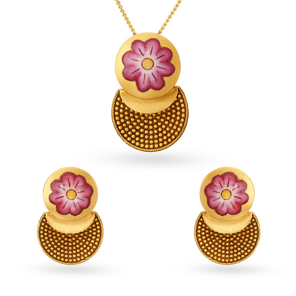 Captivating Abstract Pendant and Earrings Set