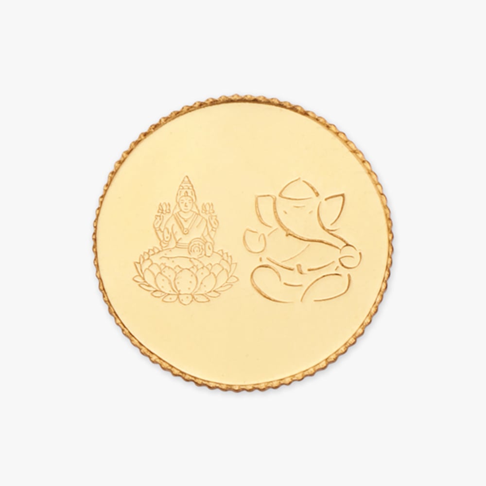 1 gram 22 Karat Gold Coin with Lakshmi Ganesha Motif,,hi-res image number null