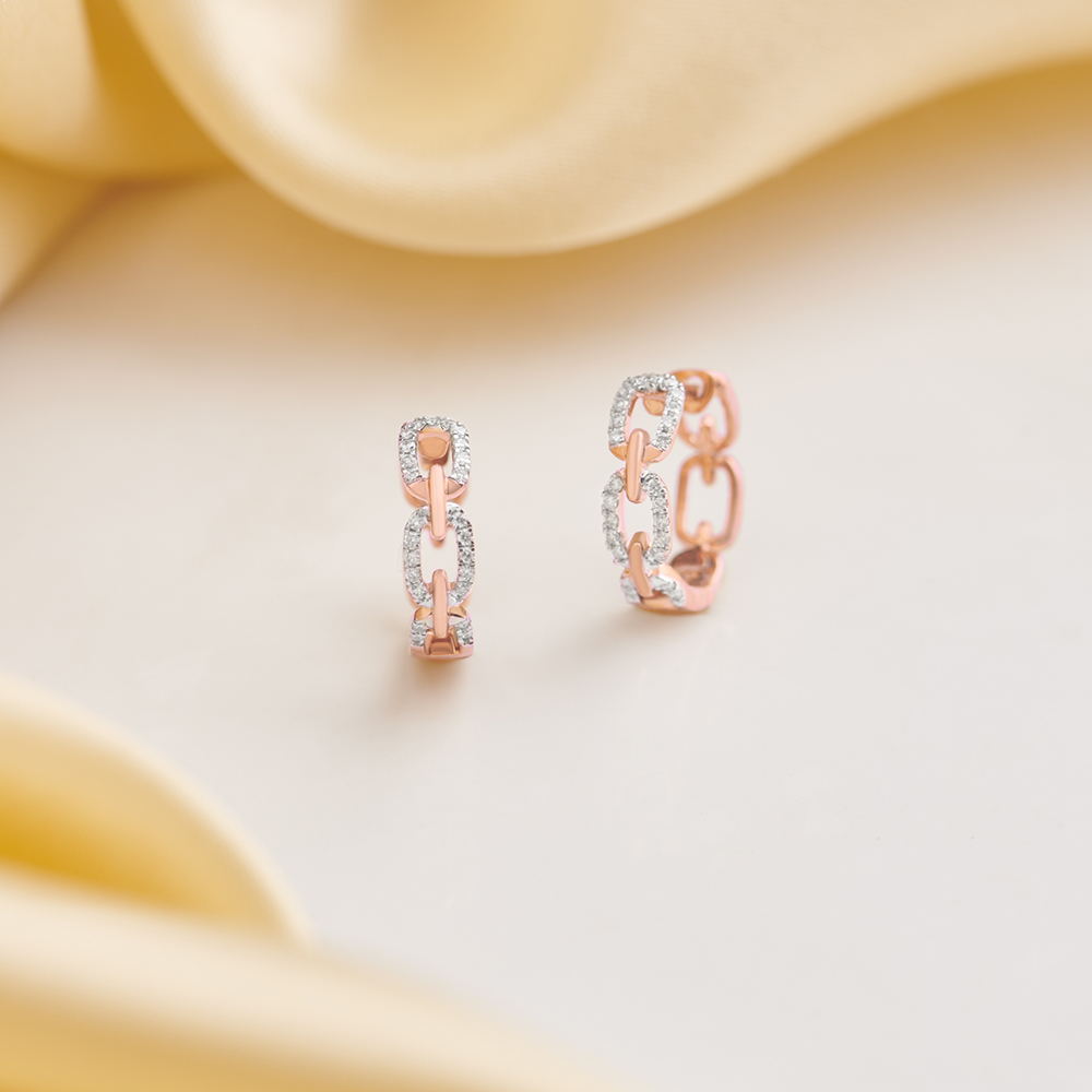 Statement Link Diamond Hoop Earrings,,hi-res image number null