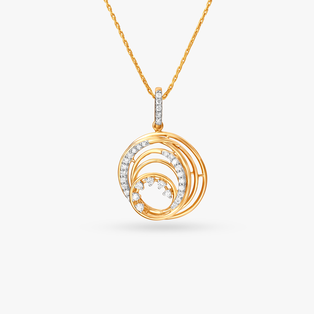 Golden Grooves Diamond Pendant,,hi-res image number null