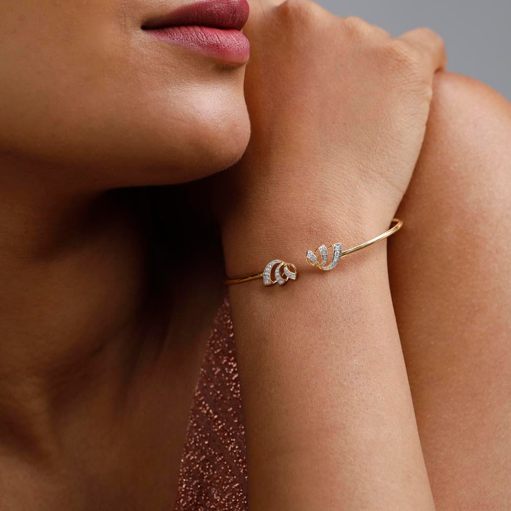 Lotus Bloom Diamond Bangle,,hi-res image number null