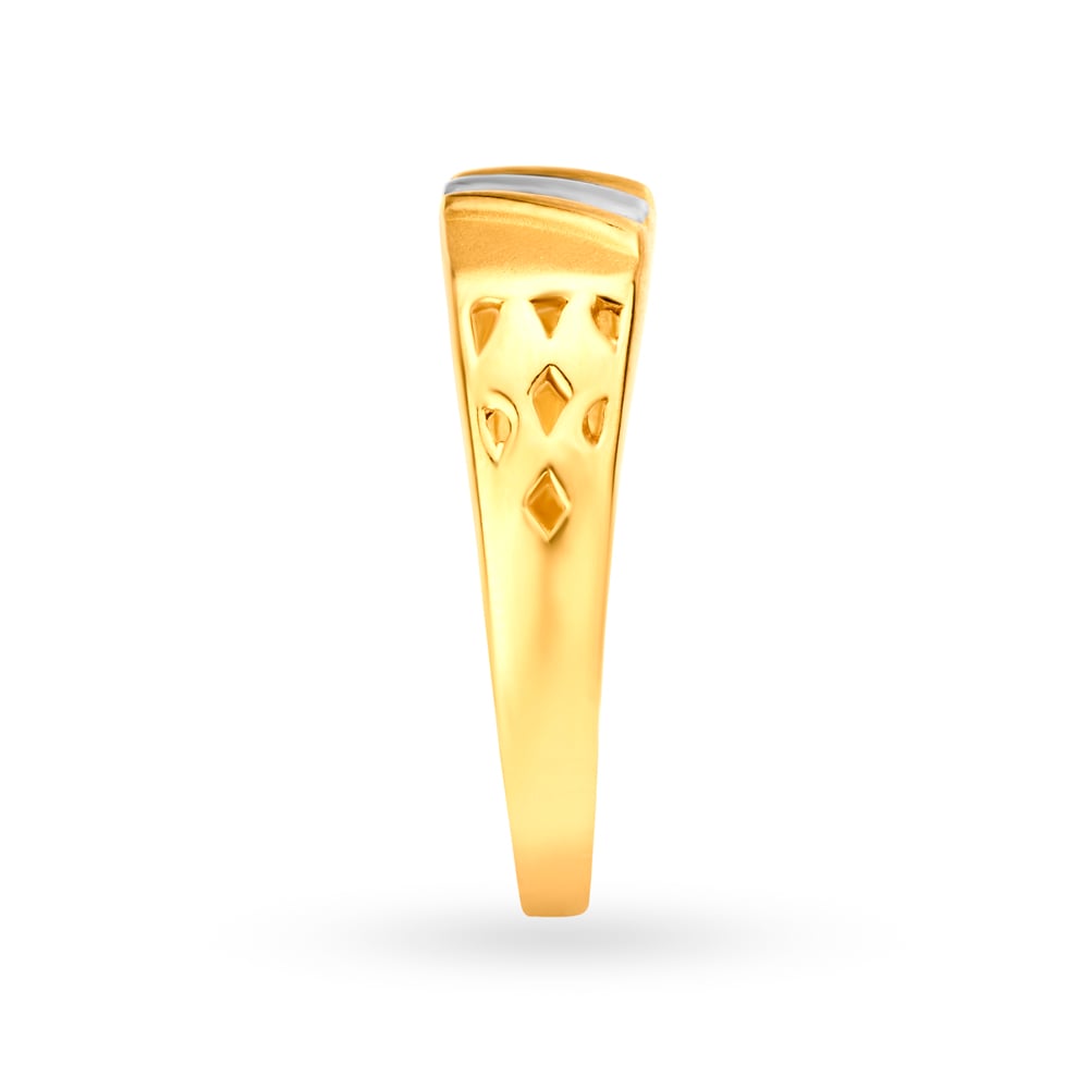 Elegant 22 Karat Yellow Gold Mesh Pattern Rectagular Finger Ring,,hi-res image number null