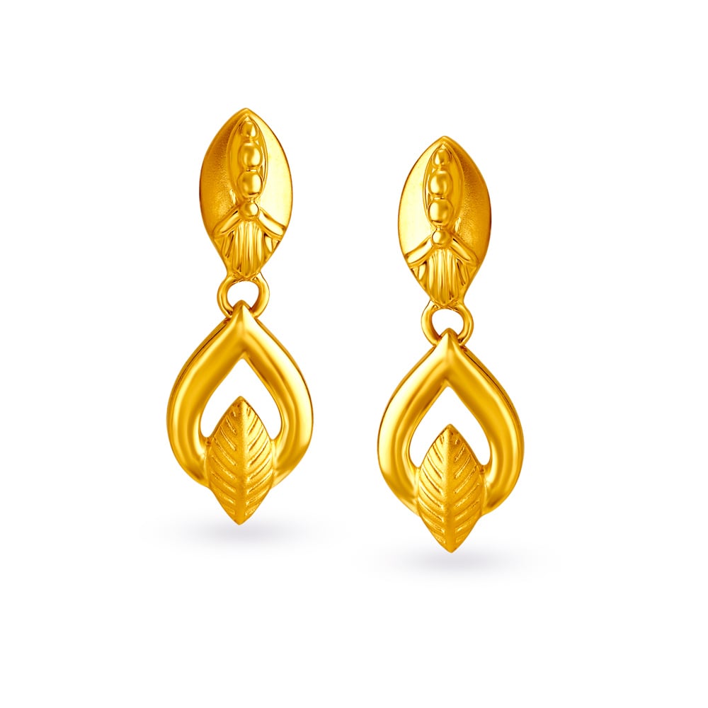 Quirky 22 Karat Yellow Gold Leaf Drops