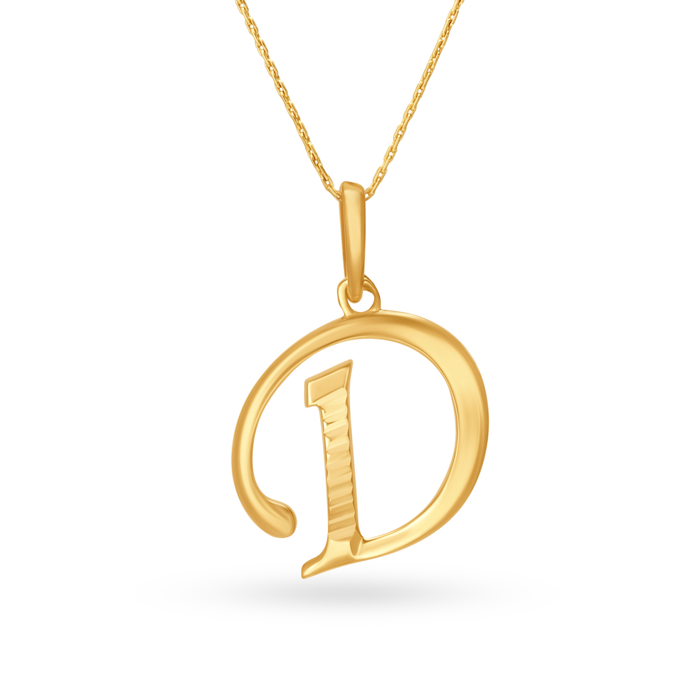 Accentuated D Letter Gold Pendant