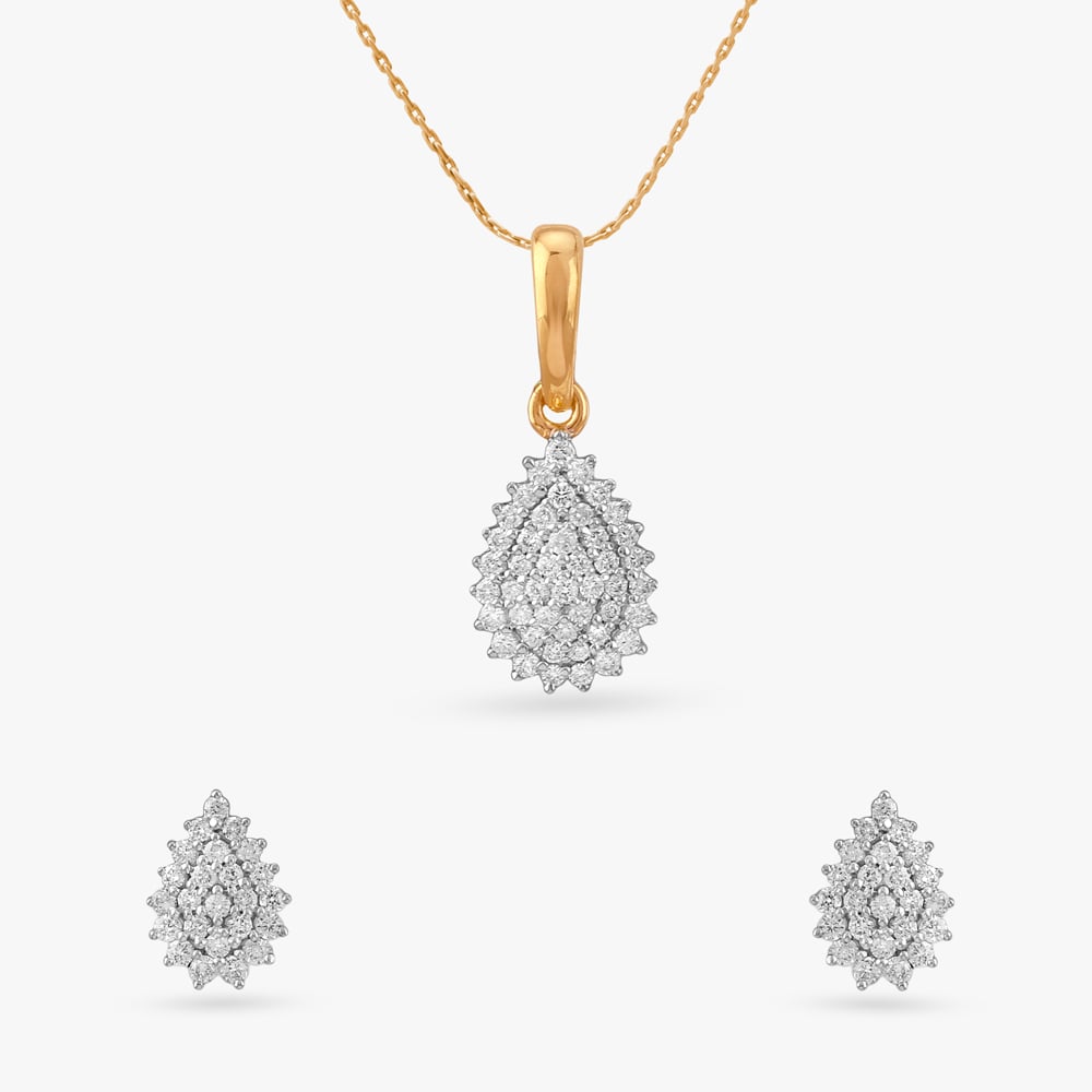 Radiant Frill Diamond Pendant and Earrings Set,,hi-res image number null
