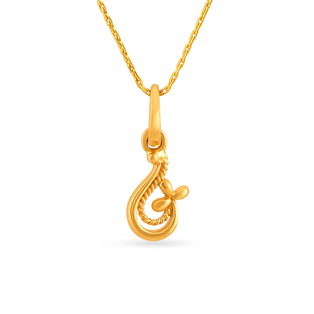 Surreal Modern Abstract Floral Gold Pendant,,hi-res image number null