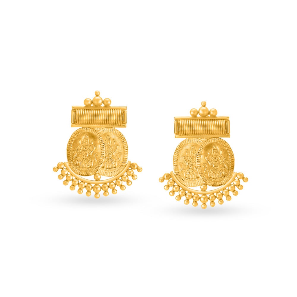 Enchanting Gold Coin Stud Earrings