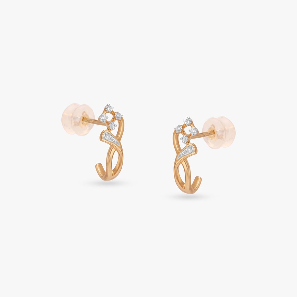 Crossed Flow Diamond Hoop Earrings,,hi-res image number null