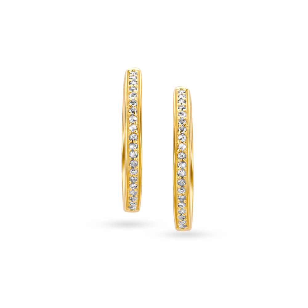 Modish Hoop Earrings with Un-cut Diamonds,,hi-res image number null