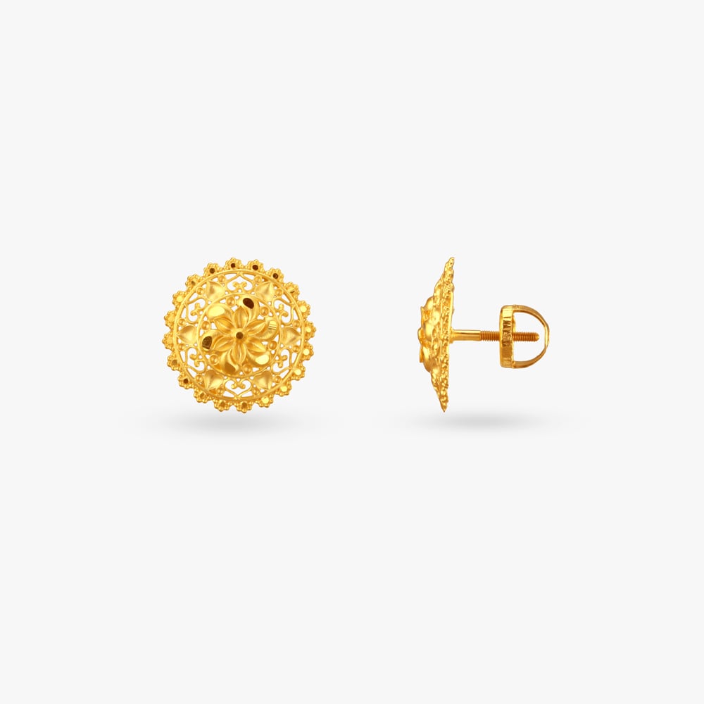Royal Bloom Gold Pendant and Earrings Set,,hi-res image number null