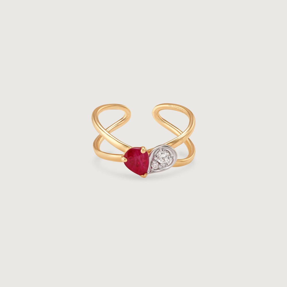 Ruby Love Diamond & Gold Ear Cuff,,hi-res image number null