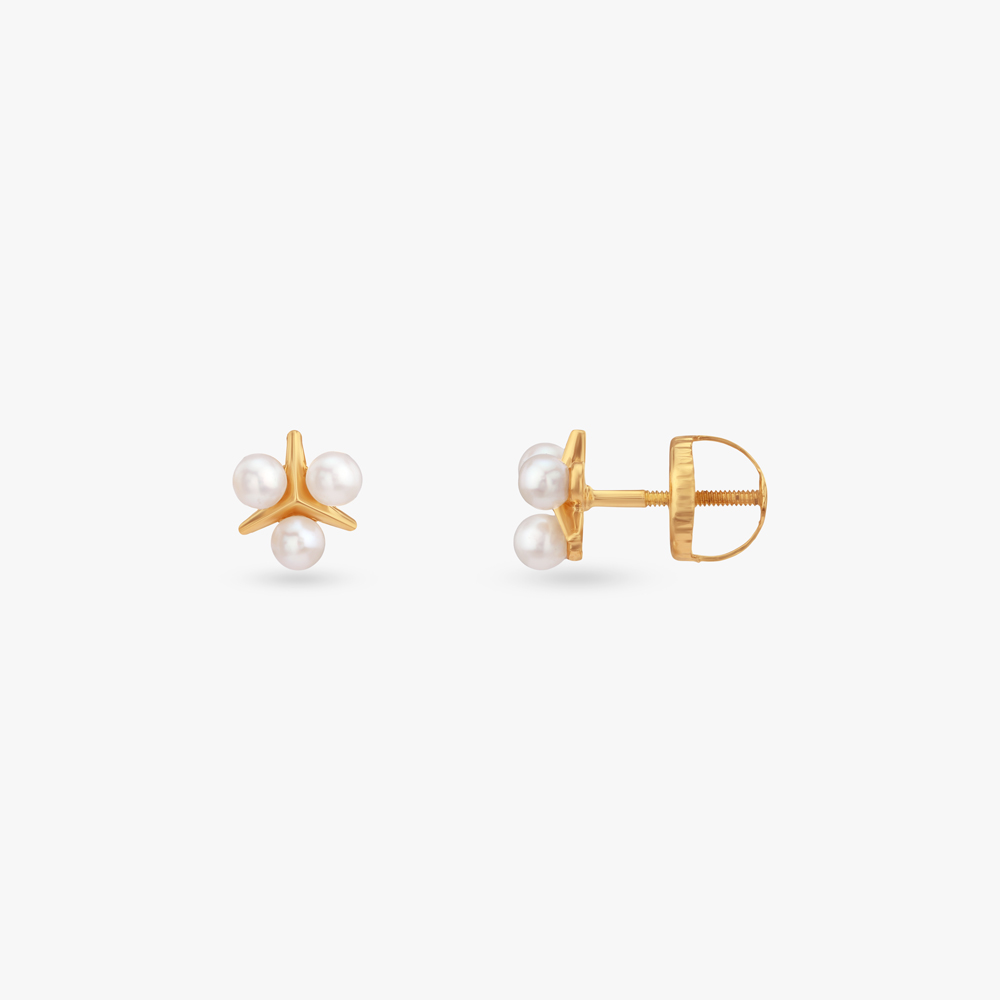 Luminous Bloom Gold Stud Earrings,,hi-res image number null